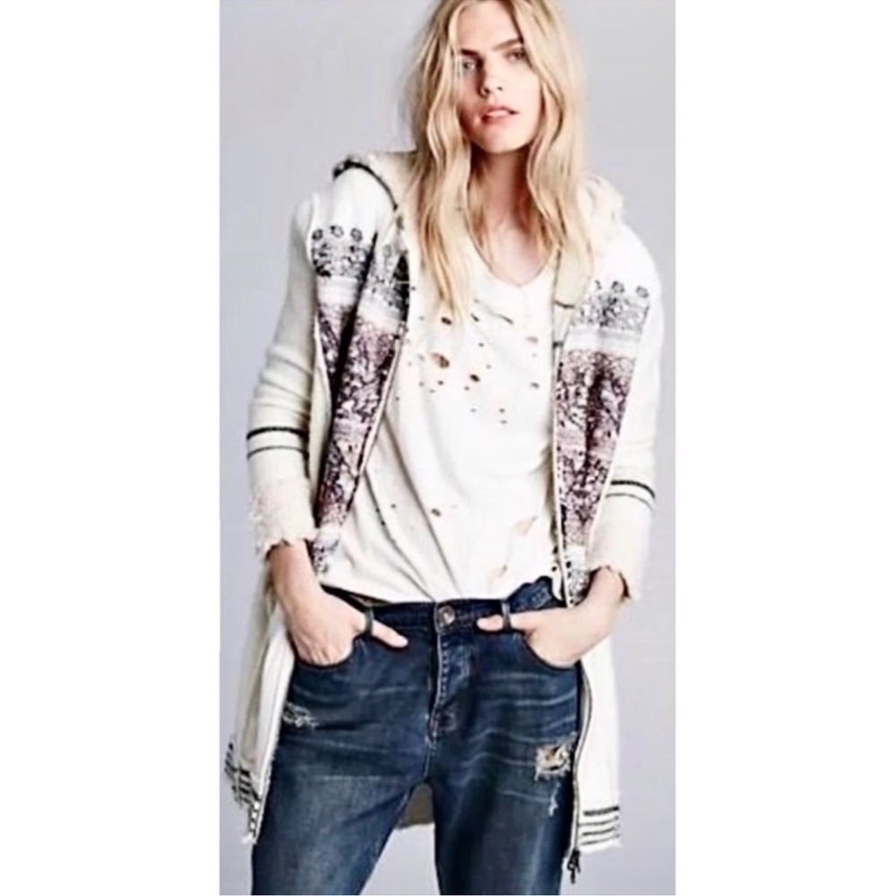 Free People | Nordic Knit Alpine Escape Long Zip Up Sz M - Picture 3 of 17